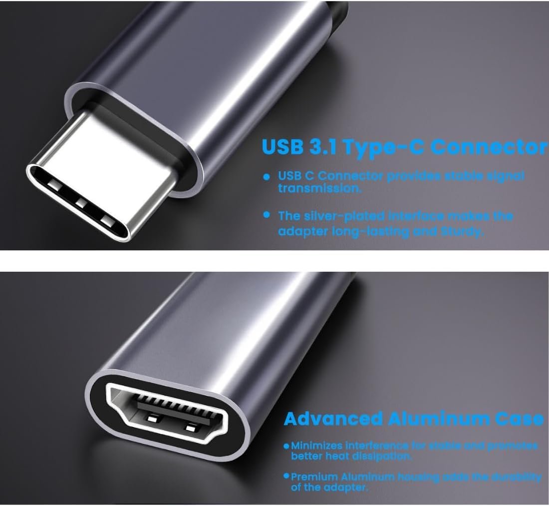 Adaptador de Alumínio Tipo-C para HDMI 4K (60Hz) - Para MacBook Pro/Air, iPad Pro/Air, Mac Mini, iMac (M1/M2) (Cinza Espacial) - Premium - Imagem 5