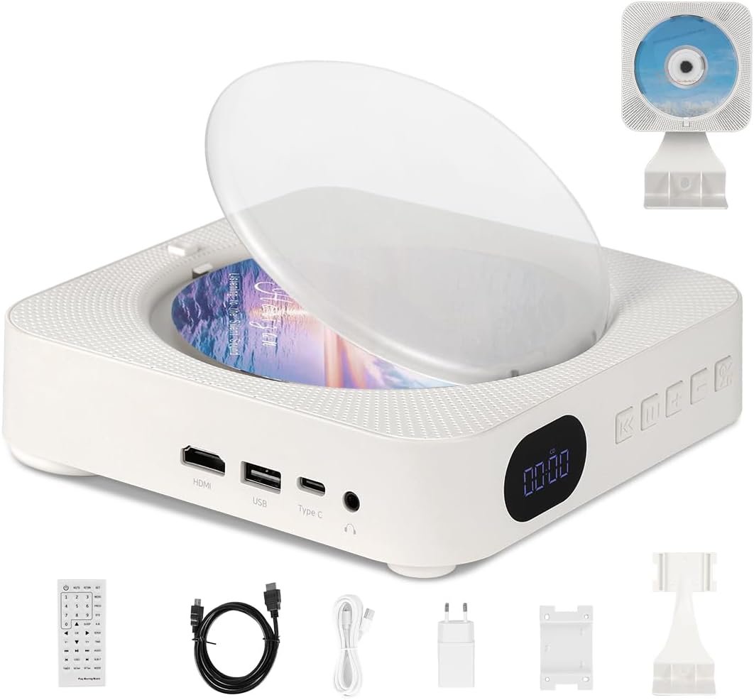 100-220V, Leitor de CD/DVD Multifuncional, CD Player Portatil, Suporta Saída HDMI HD 1080P, DVD Player HDMI, Alto-Falantes Integrados - Imagem 2