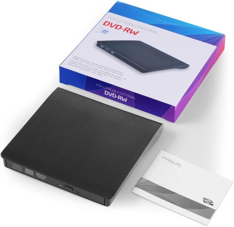 Gravador DVD Externo USB 3.0, Leitor Portátil Slim para PC e Notebook, Preto - Imagem 8