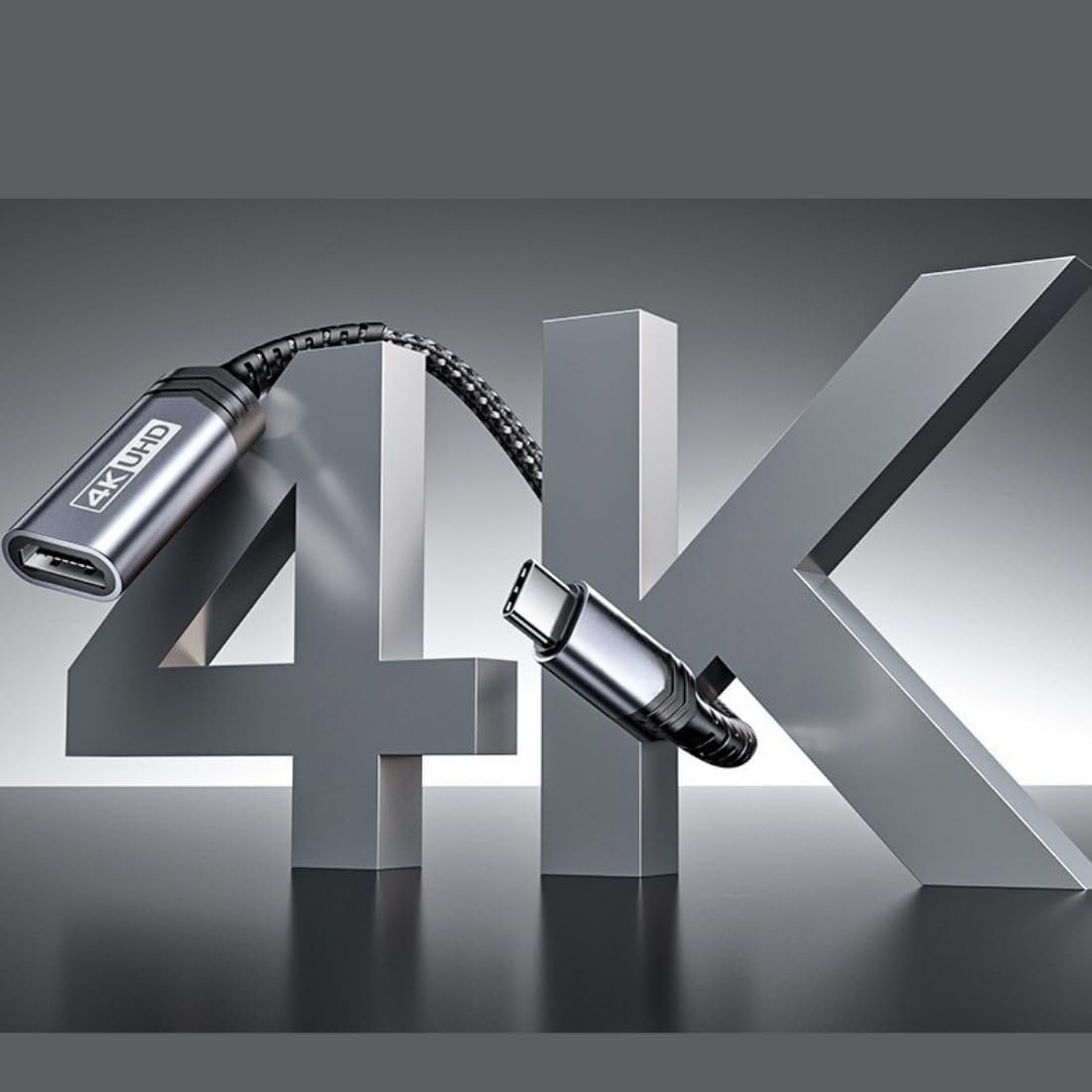 Adaptador de Alumínio Tipo-C para HDMI 4K (60Hz) - Para MacBook Pro/Air, iPad Pro/Air, Mac Mini, iMac (M1/M2) (Cinza Espacial) - Premium - Imagem 9