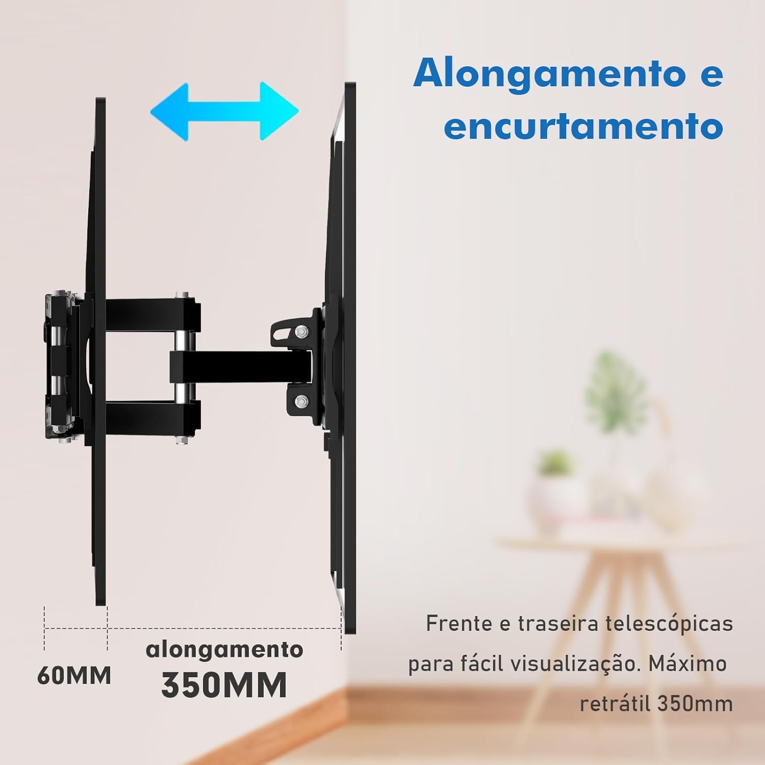 Suporte Articulado de Parede para TV, Ajuste Livre, Adequado para TVs de 32 a 75 Polegadas, Suporta um Peso Máximo de 40 Quilogramas - Imagem 8