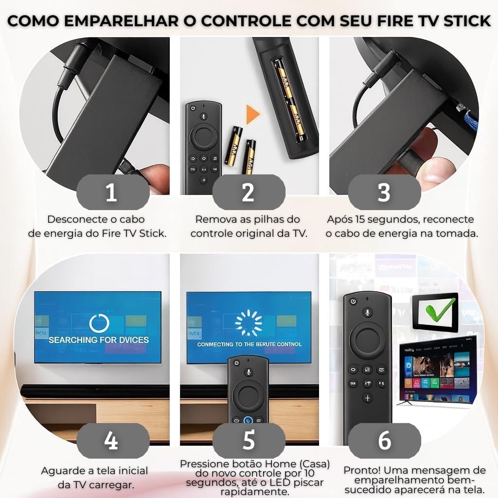 Controle Remoto com Comando de Voz Compatível Com Stick, Stick 4K - Compatível com Modelos Stick Tv - Teclas de Atalho e Funções de Controle de TV - TODOS OS MODELOS - Imagem 3