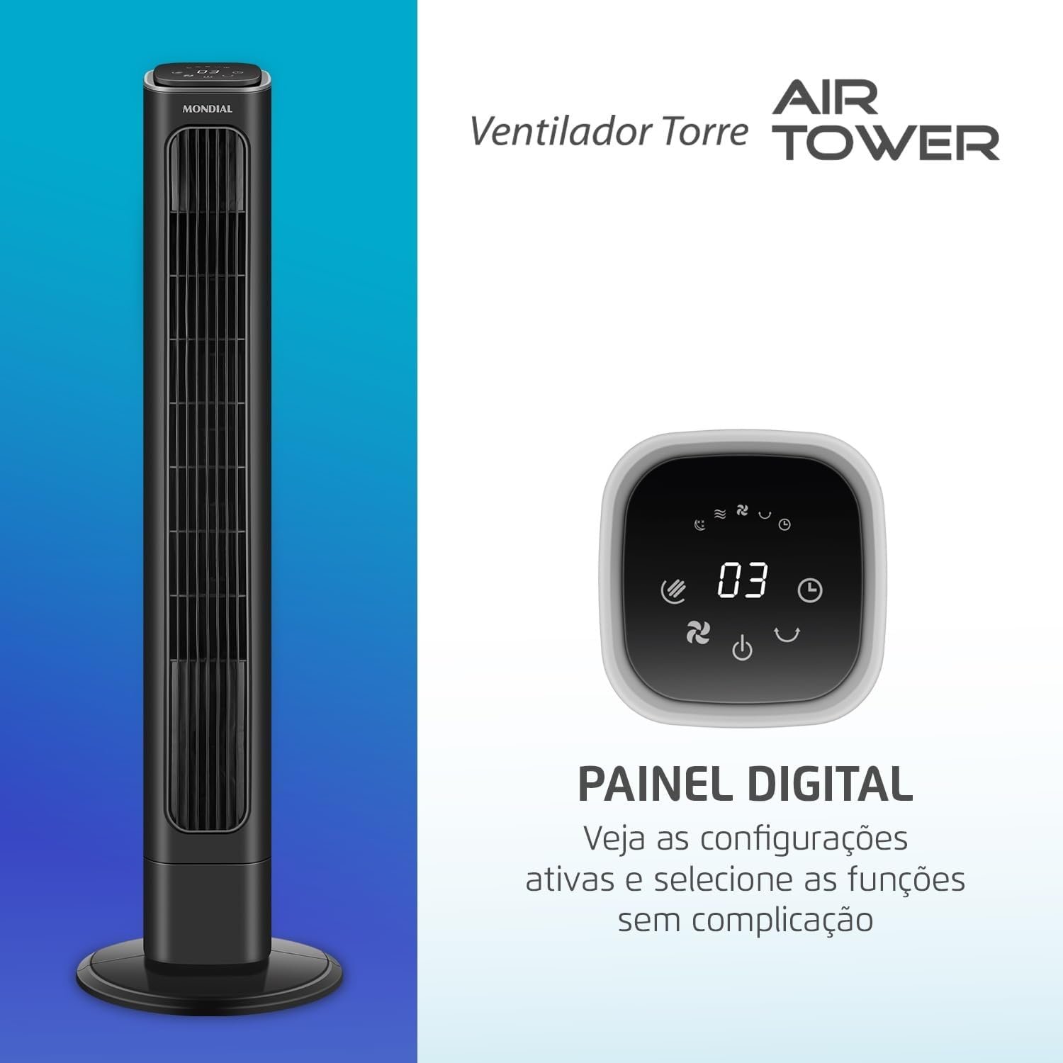MONDIAL Ventilador de Torre Air Tower, Preto, 45W, 220V - VTR-01-B - Imagem 4