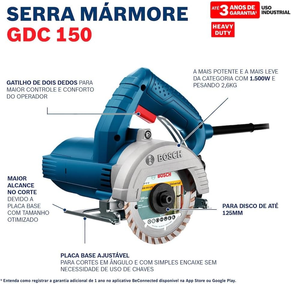 Bosch Serra Mármore GDC 150 TITAN 1500W 220V com 1 disco - Imagem 7
