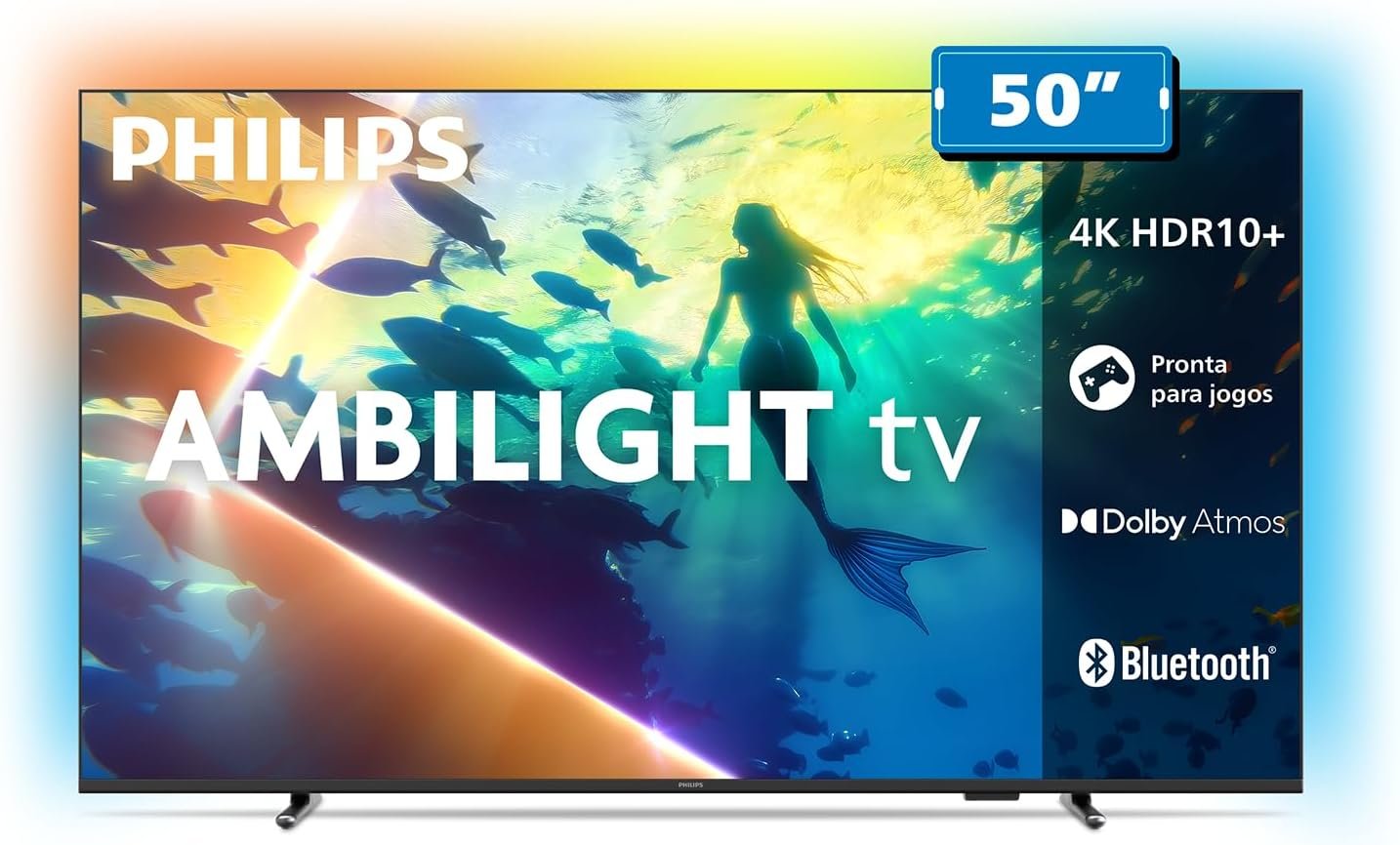 PHILIPS, Smart TV Ambilight 50" 4K, 50PUG8100/78, Comando de Voz, HDR10+/Dolby Atmos, VRR/ALLM, Bluetooth - Imagem 3