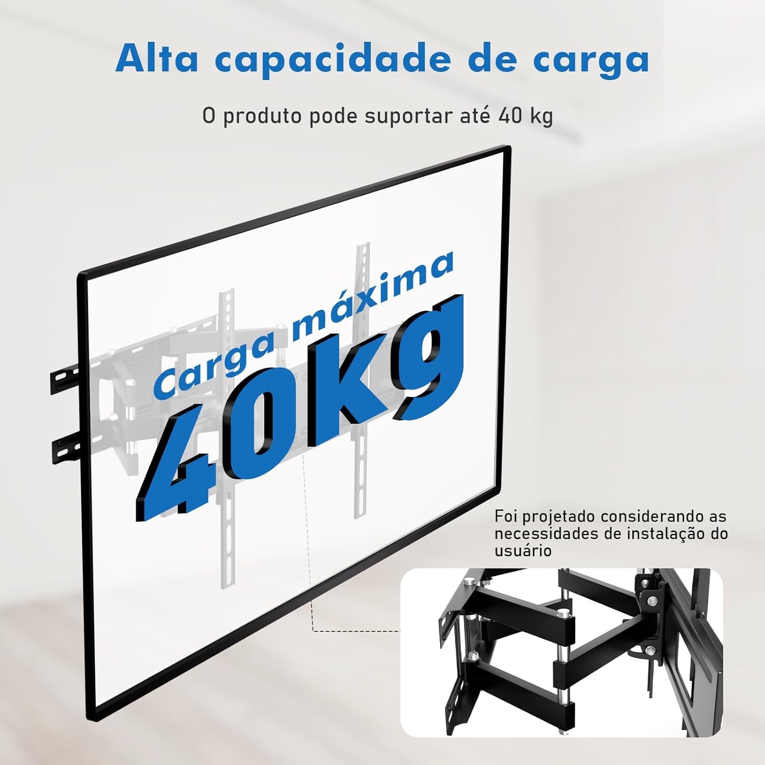 Suporte Articulado de Parede para TV, Ajuste Livre, Adequado para TVs de 32 a 75 Polegadas, Suporta um Peso Máximo de 40 Quilogramas - Imagem 4