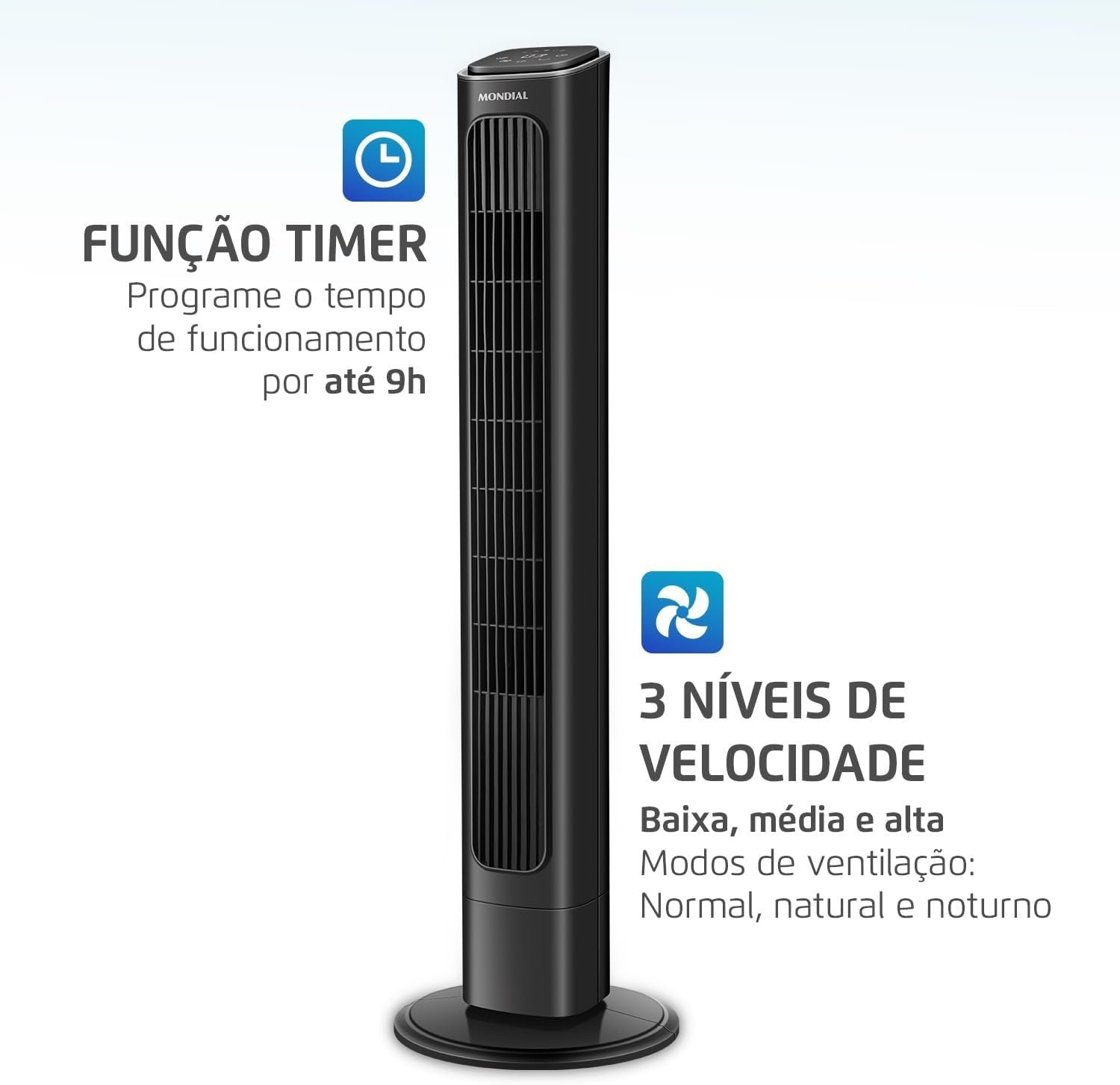 MONDIAL Ventilador de Torre Air Tower, Preto, 45W, 220V - VTR-01-B - Imagem 5