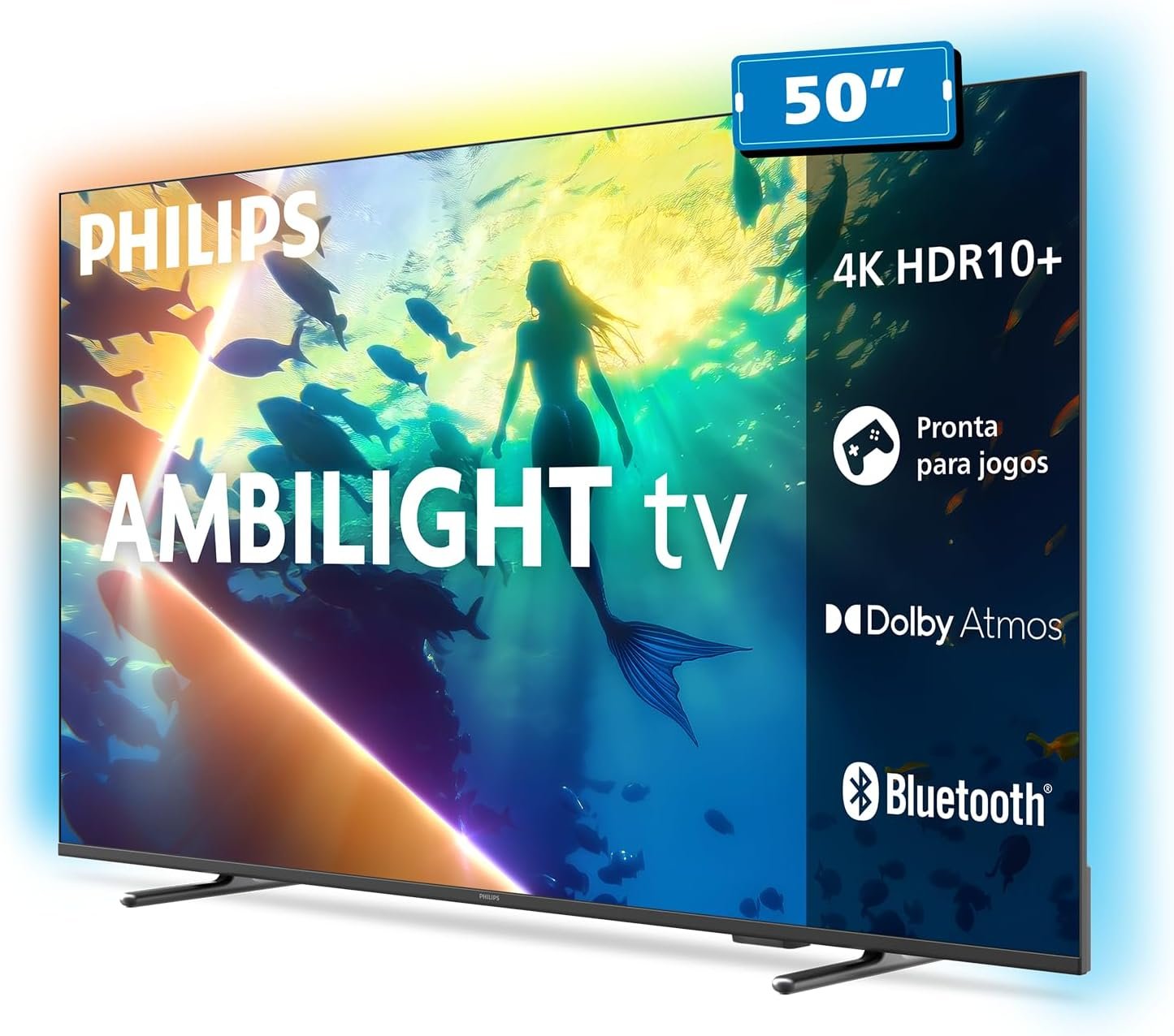 PHILIPS, Smart TV Ambilight 50" 4K, 50PUG8100/78, Comando de Voz, HDR10+/Dolby Atmos, VRR/ALLM, Bluetooth - Imagem 5