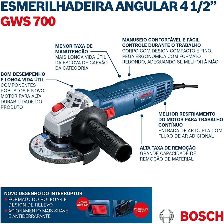 Bosch Esmerilhadeira GWS 700, 710W 220V - Imagem 10