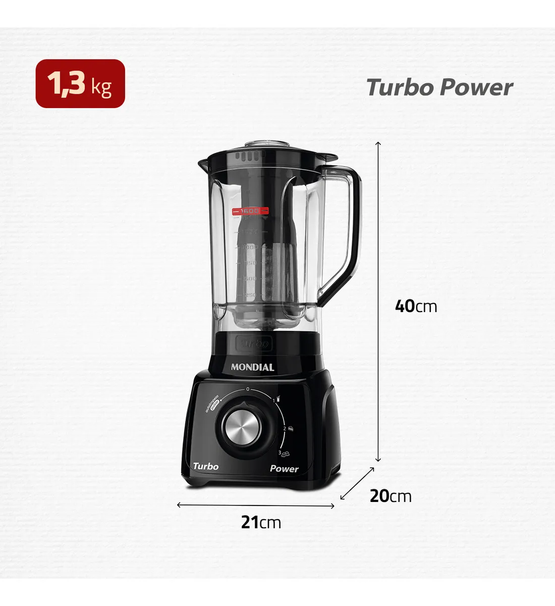 Liquidificador Turbo Power Mondial 550W - L-99 FB