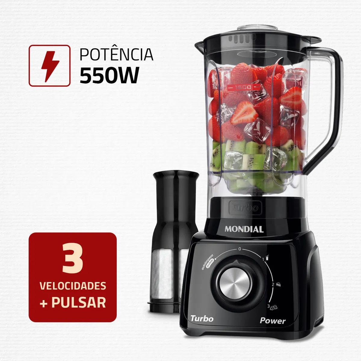 Liquidificador Turbo Power Mondial 550W - L-99 FB