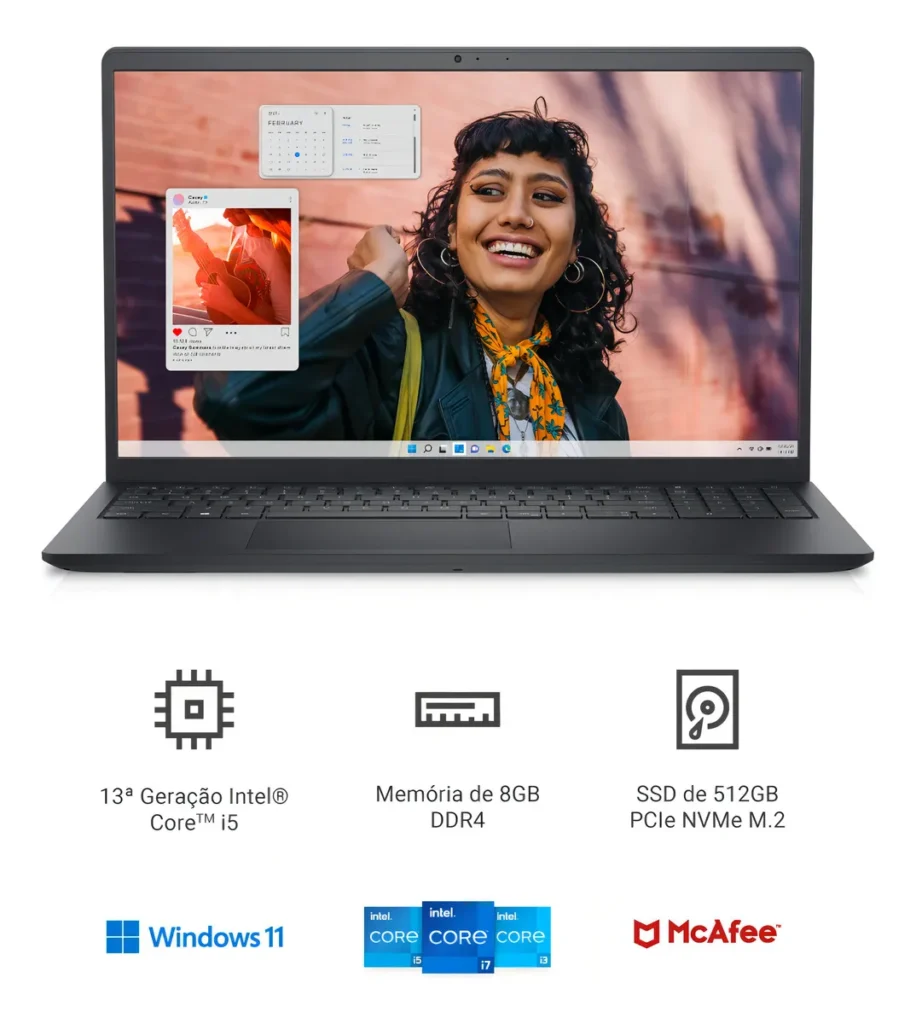 Notebook Dell Inspiron I15-i1300-a30p 15.6 I5 8GB 512GB W11