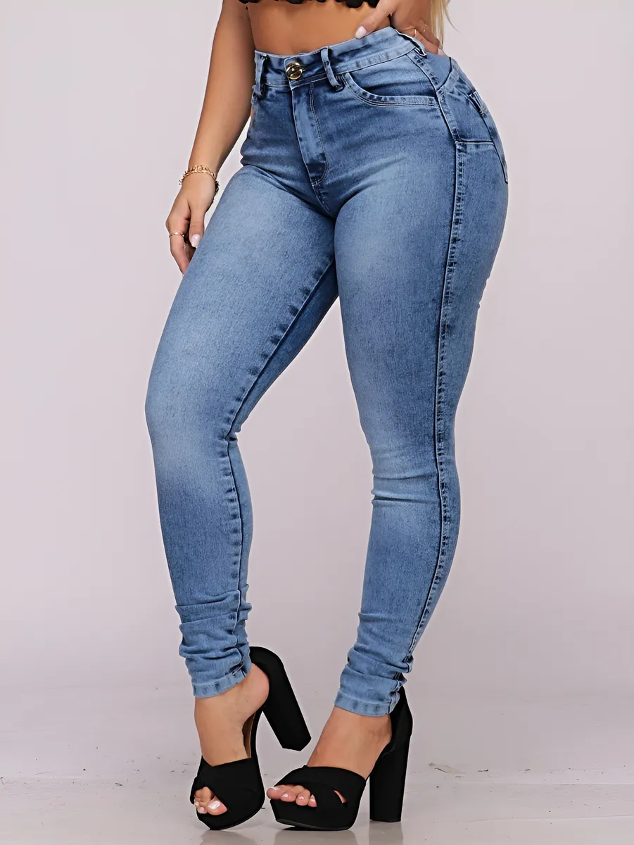 Calça Jeans Feminina Cós Alto Empina Bumbum
